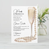 Parels en Prosecco Bridal Shower Uitnodiging (Staand voorkant)