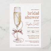 Parels en Prosecco Bridal Shower Uitnodiging (Voorkant)