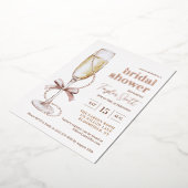 Parels en Prosecco Bridal Shower Uitnodiging (Gedraaid)