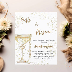 Parels en Prosecco Bruids Douche uitnodiging