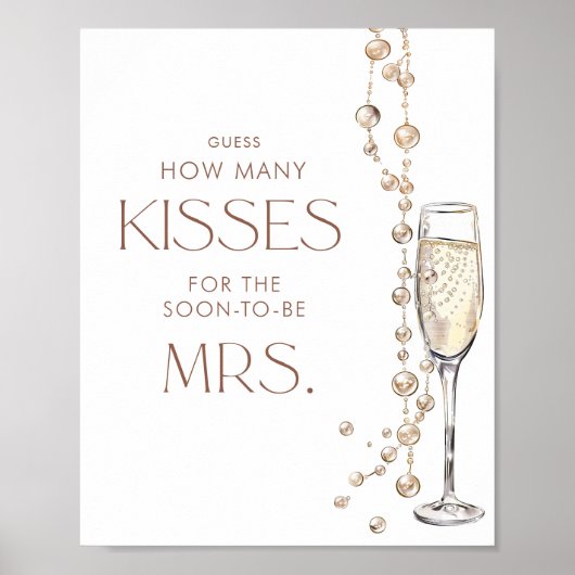 Parels en Prosecco bruids raden hoeveel kussen Poster (Voorkant)