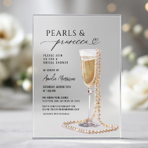 Parels en Prosecco Bruidsfeest Champagne Acryl Uitnodigingen