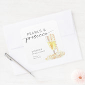 Parels en Prosecco Bruidsfeest Minimalistisch  Vierkante Sticker (Envelop)