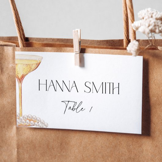 Parels en Prosecco Bruidsfeest Stoelnaam Plaatskaartje