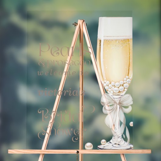 Parels en Prosecco Bruidsfeest Welkom Bord (Neutraal)