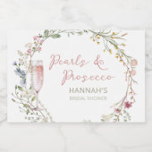 Parels en Prosecco Bruiloft Vrijgezellenfeest Sparkling Wijnetiket (Enkel label)