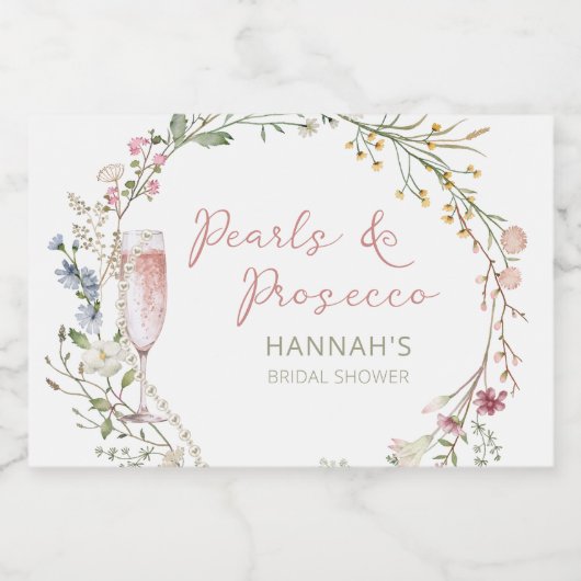 Parels en Prosecco Bruiloft Vrijgezellenfeest Sparkling Wijnetiket (Enkel label)