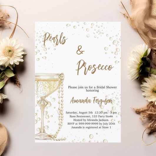 Parels en Prosecco bubbels Vrijgezellenfeest Kaart