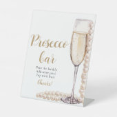 Parels en Prosecco Champagne Bar teken Reclamebord Met Voetstuk (Voorkant)