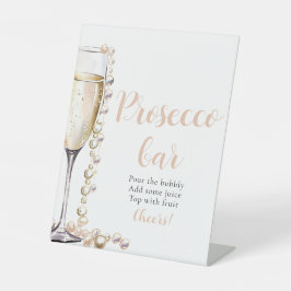 Parels en Prosecco Champagne Bar teken Reclamebord Met Voetstuk