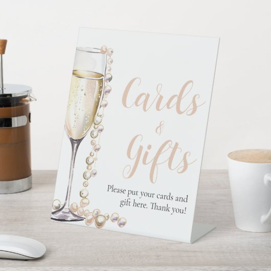 Parels en Prosecco Champagne Kaarten en geschenken Reclamebord Met Voetstuk (Insitu)