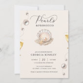 Parels en Prosecco Coastal Seashell Vrijgezellenfe Kaart (Voorkant)