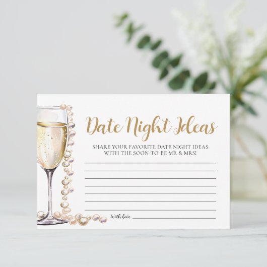 Parels en Prosecco Date Night Ideas Vrijgezellenfe Kaart (Staand voorkant)