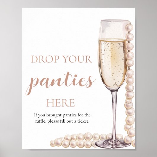 Parels en Prosecco Drop Your Panties Game Sign Poster (Voorkant)