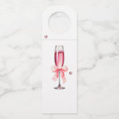 Parels en Prosecco Dusty Pink Roses Vrijgezellenfe Flessenhanger (Achterkant)