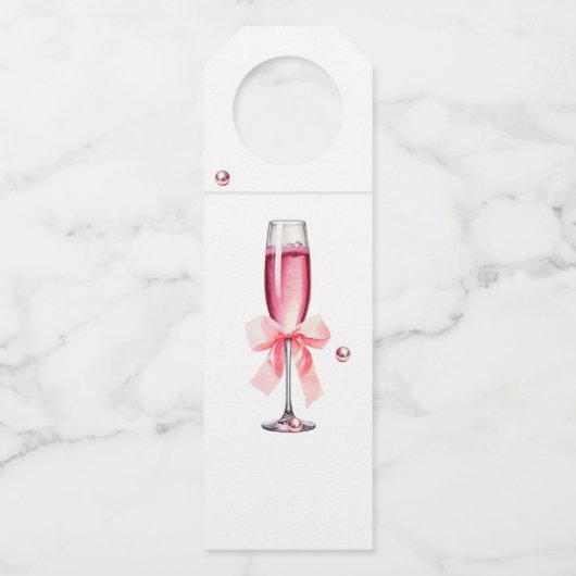 Parels en Prosecco Dusty Pink Roses Vrijgezellenfe Flessenhanger (Achterkant)