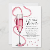 Parels en Prosecco Dusty Roze Vrijgezellenfeest Kaart (Voorkant)