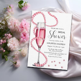 Parels en Prosecco Dusty Roze Vrijgezellenfeest Kaart