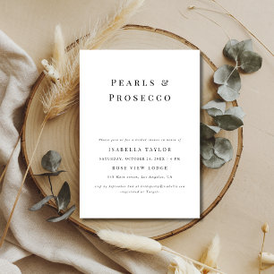 Parels en Prosecco   Eenvoudig modern Vrijgezellen Kaart