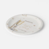 Parels en Prosecco Elegant Bow Vrijgezellenfeest Papieren Bordje (Gekanteld)