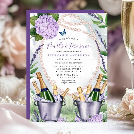 Parels en Prosecco Elegant Garden Vrijgezellenfees Kaart