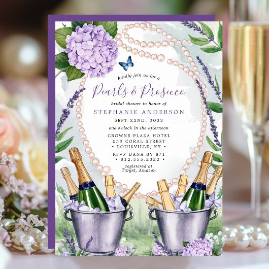 Parels en Prosecco Elegant Garden Vrijgezellenfees Kaart