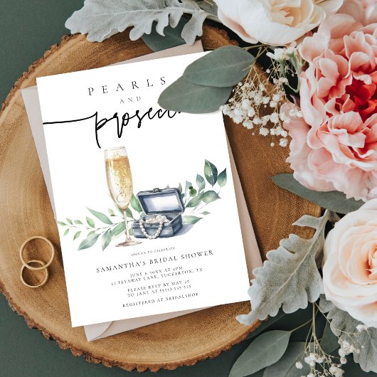 Parels en Prosecco Elegant Goud Vrijgezellenfeest Kaart