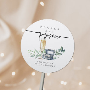 Parels en Prosecco Elegant Goud Vrijgezellenfeest Ronde Sticker