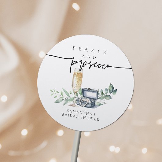 Parels en Prosecco Elegant Goud Vrijgezellenfeest Ronde Sticker