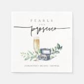 Parels en Prosecco Elegant Goud Vrijgezellenfeest Servet (Voorkant)