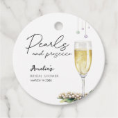 Parels en Prosecco Elegant Greenery Vrijgezellenfe Bedankjes Labels (Voorkant)