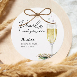 Parels en Prosecco Elegant Greenery Vrijgezellenfe Bedankjes Labels