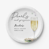 Parels en Prosecco Elegant Greenery Vrijgezellenfe Papieren Bordje (Voorkant)