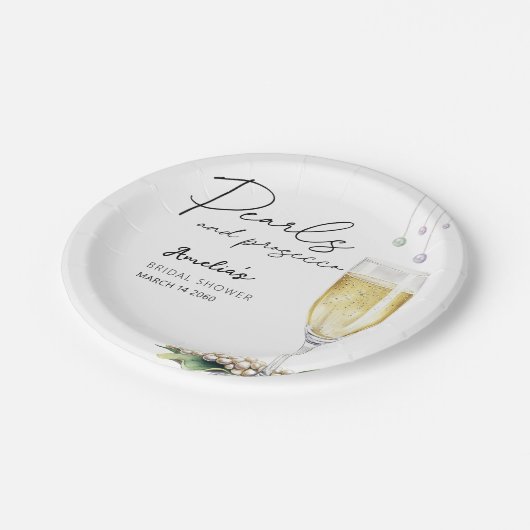 Parels en Prosecco Elegant Greenery Vrijgezellenfe Papieren Bordje (Gekanteld)