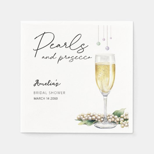 Parels en Prosecco Elegant Greenery Vrijgezellenfe Servet (Voorkant)