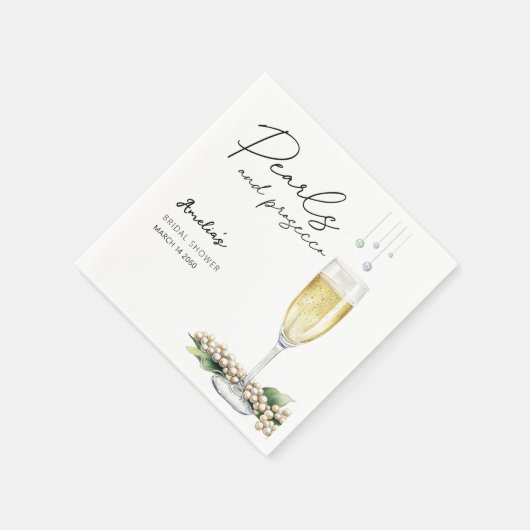 Parels en Prosecco Elegant Greenery Vrijgezellenfe Servet (Hoek)