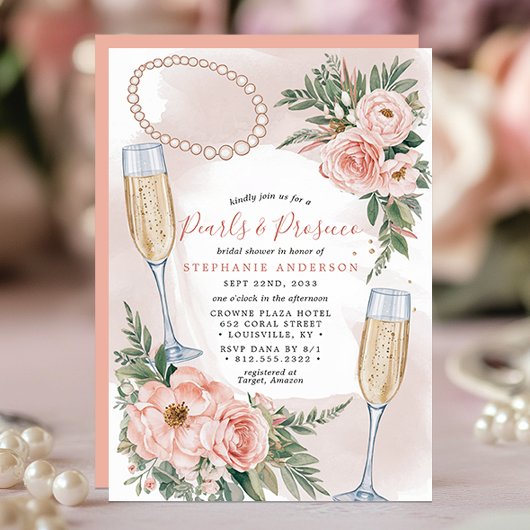 Parels en Prosecco Elegant Vrijgezellenfeest Kaart