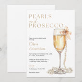 Parels en Prosecco Elegant Vrijgezellenfeest Kaart (Voorkant / Achterkant)