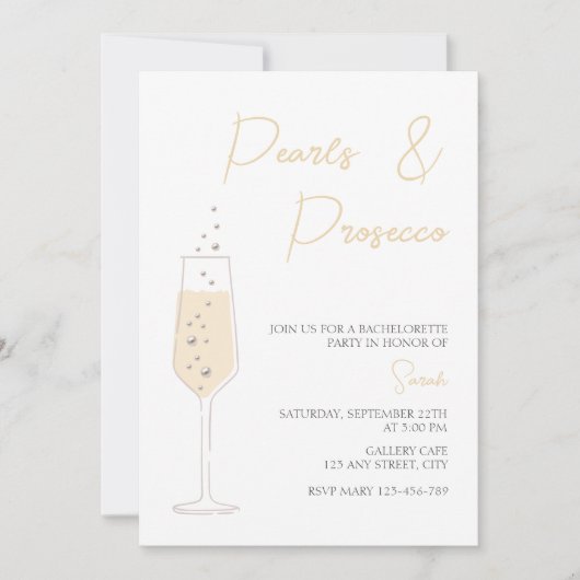 Parels en Prosecco Elegant vrijgezellenfeest Kaart (Voorkant)