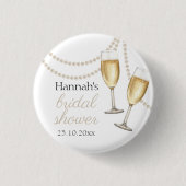 Parels en prosecco Elegant vrijgezellenfeest Ronde Button 3,2 Cm (Voorkant)