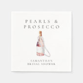 Parels en Prosecco Elegant Vrijgezellenfeest Servet (Voorkant)