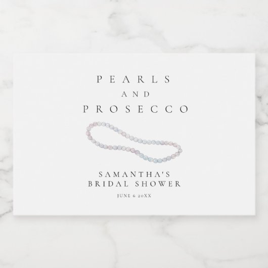 Parels en Prosecco Elegant Vrijgezellenfeest Sparkling Wijnetiket (Enkel label)