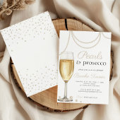 Parels en Prosecco elegante bruids brunch Douche Kaart