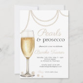 Parels en Prosecco elegante bruids brunch Douche Kaart (Voorkant)