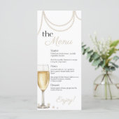 Parels en Prosecco elegante bruids brunch Douche Menu (Staand voorkant)