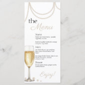 Parels en Prosecco elegante bruids brunch Douche Menu (Voorkant)