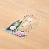Parels en Prosecco Floral Elegant Vrijgezellenfees Acryl Uitnodigingen (Laagn)