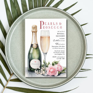 Parels en Prosecco Floral Elegant Vrijgezellenfees Kaart