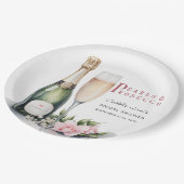 Parels en Prosecco Floral Elegant Vrijgezellenfees Papieren Bordje (Gekanteld)