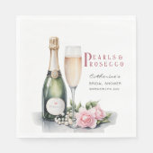 Parels en Prosecco Floral Elegant Vrijgezellenfees Servet (Voorkant)